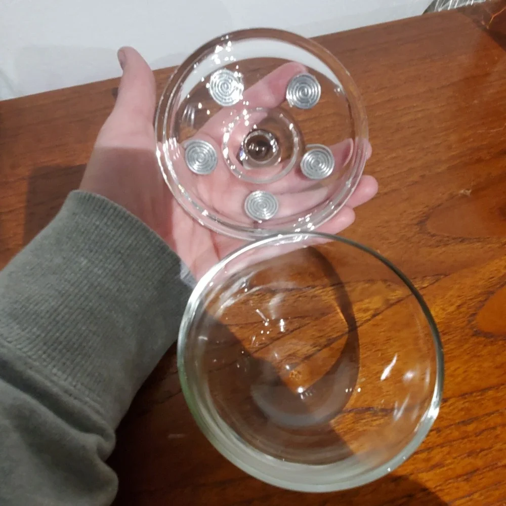 Vintage Clear‎ Anchor Hocking Creamer and Sugar dish with Lid wire wrap spirals